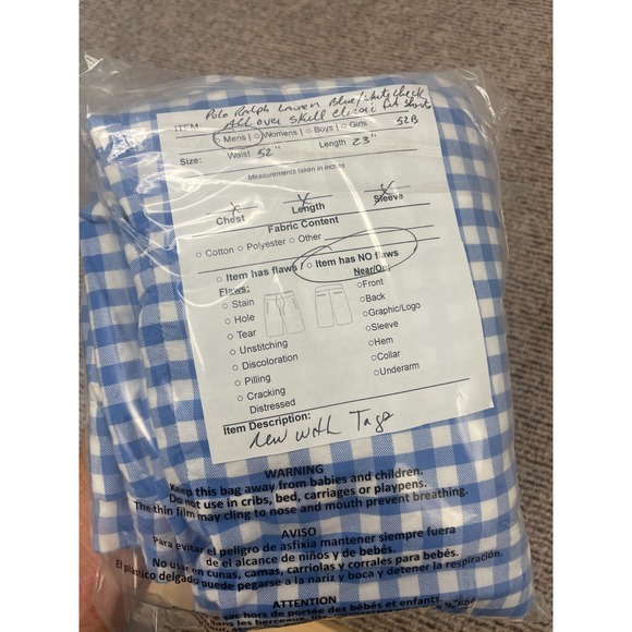 Polo Ralph Lauren Classic Fit‎ Gingham Plaid Skull Embroidered Size 52B NWT - Picture 3 of 14